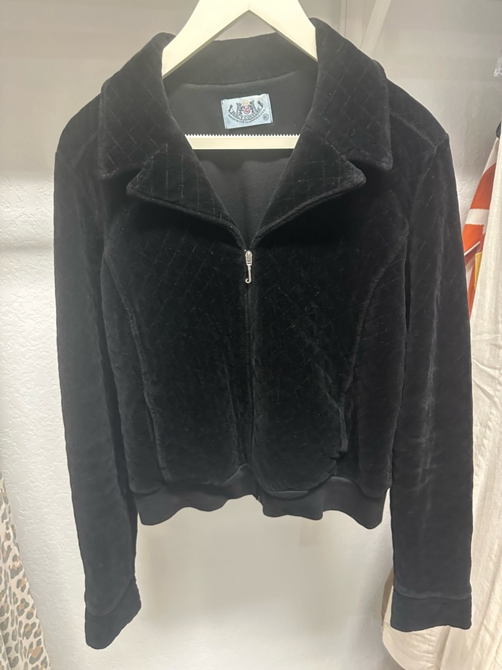 Juicy Couture Black Quilted Velvet Bomber Jacket